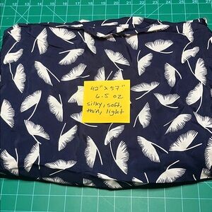 Navy Blue Fabric with White Feather Print